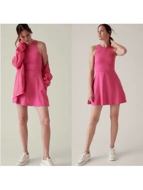 Athletes Sleeveless Pink Fit-and-Flare Dress Conscious Dress | Salvia Pink